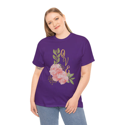 Floral “Love” Design - Unisex Heavy Cotton Tee