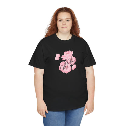 Stylish Mom Lettering with Pink Flowers - Heavy Cotton Tee