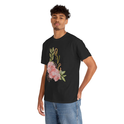 Floral “Love” Design - Unisex Heavy Cotton Tee