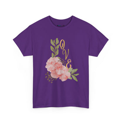 Floral “Love” Design - Unisex Heavy Cotton Tee