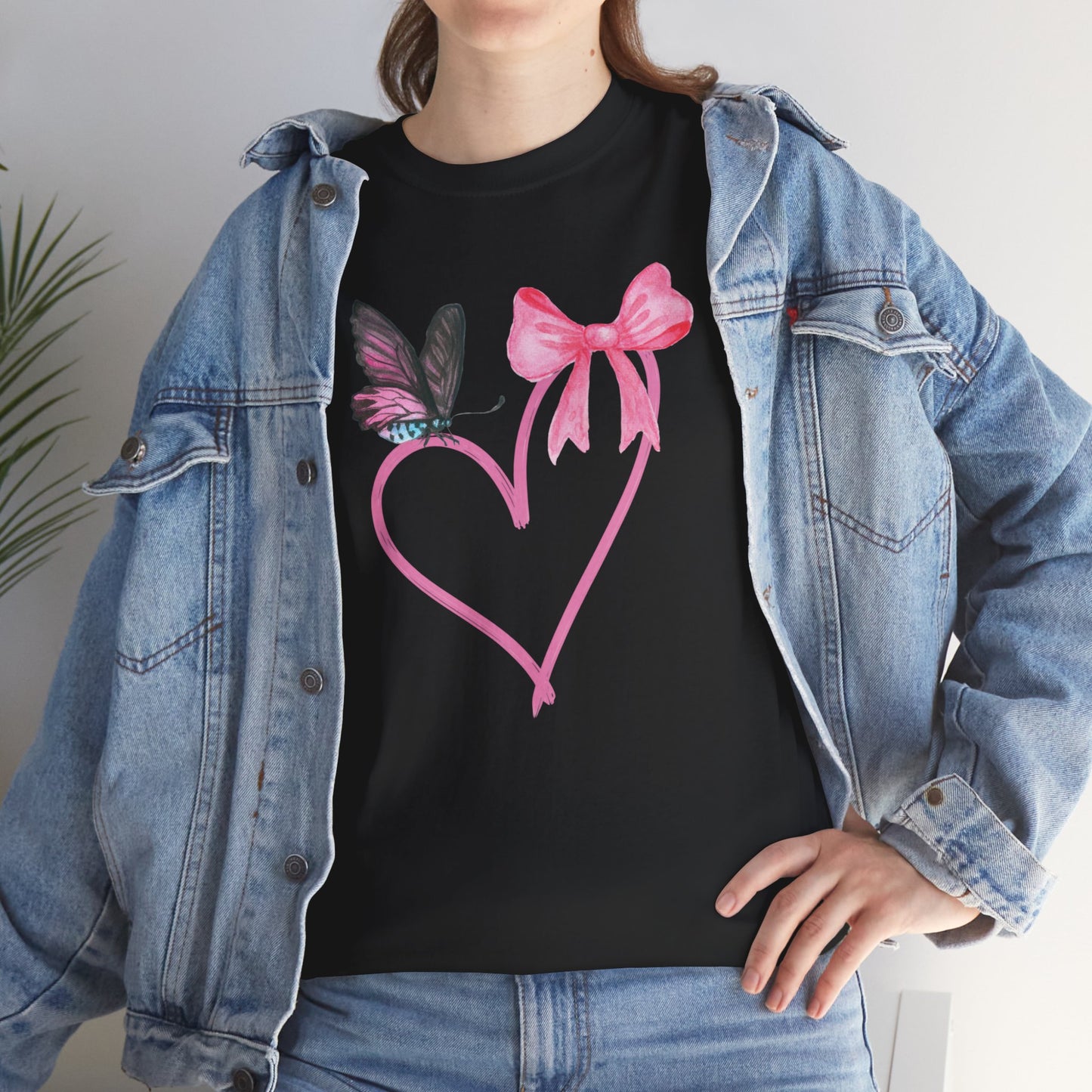 Unisex Heavy Cotton Tee Heart & Butterfly
