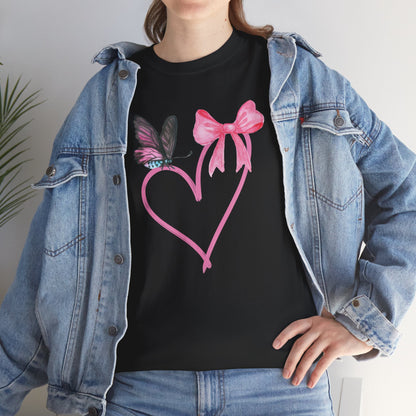 Unisex Heavy Cotton Tee Heart & Butterfly