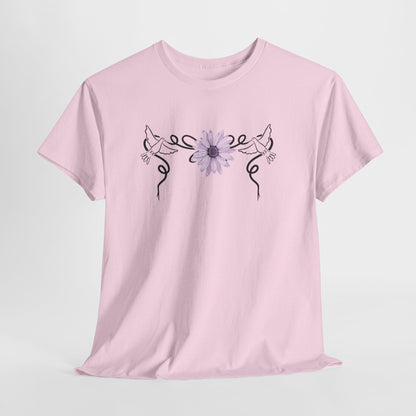 Unisex Heavy Cotton Tee - Doves with Flower