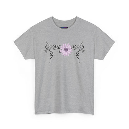 Unisex Heavy Cotton Tee - Doves with Flower