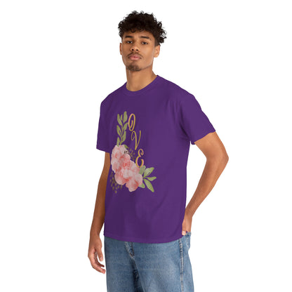 Floral “Love” Design - Unisex Heavy Cotton Tee