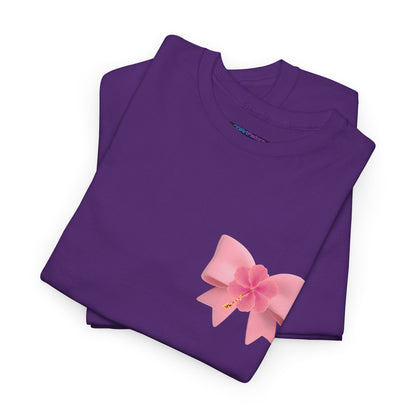 Cute Pink Bow with Flower Accent - Heavy Cotton Tee