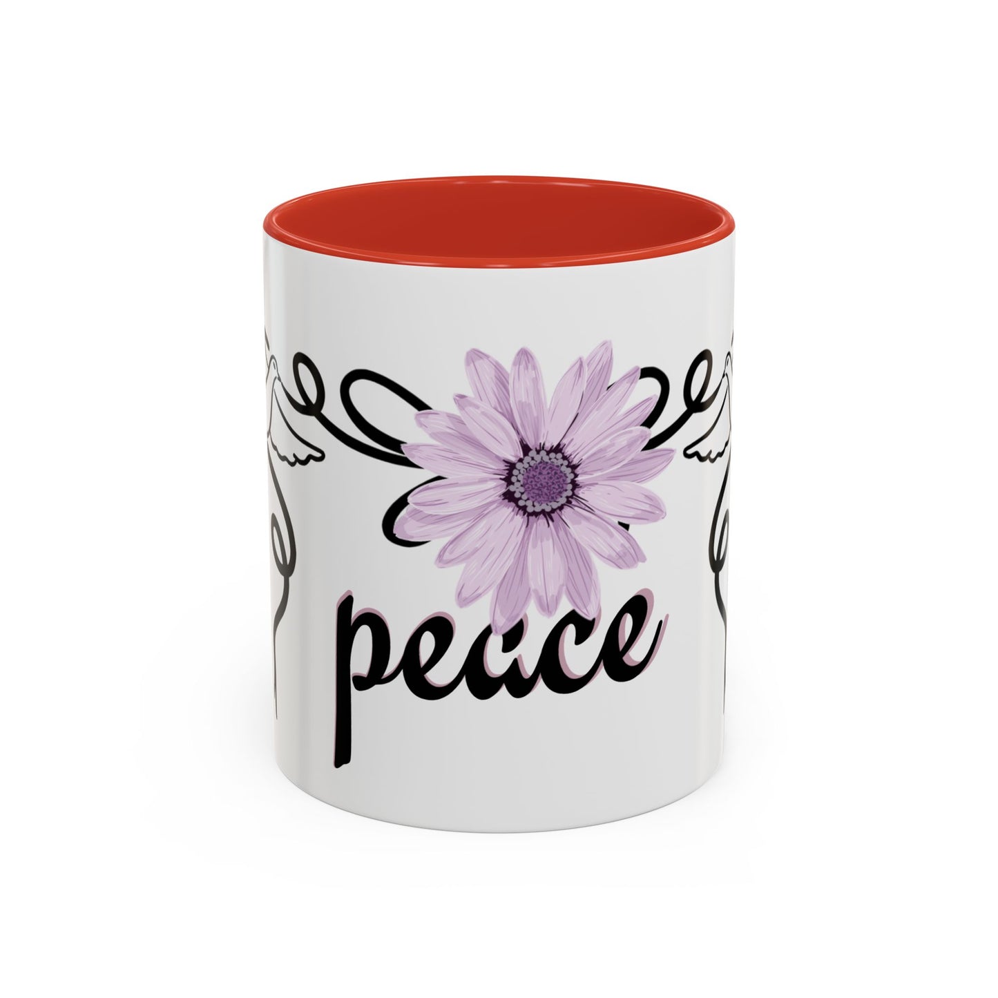 Accent Coffee Mug - Doves with Flower & Peace