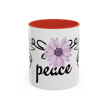 Accent Coffee Mug - Doves with Flower & Peace