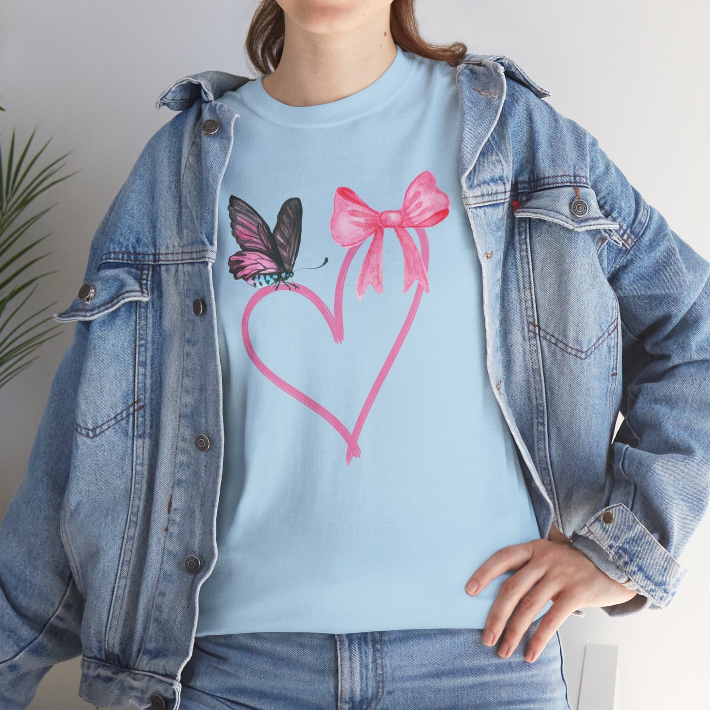 Unisex Heavy Cotton Tee Heart & Butterfly