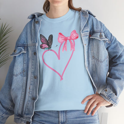 Unisex Heavy Cotton Tee Heart & Butterfly