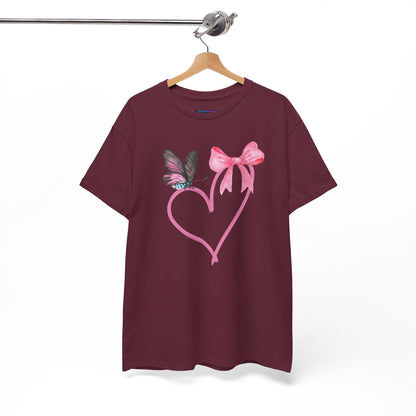 Unisex Heavy Cotton Tee Heart & Butterfly