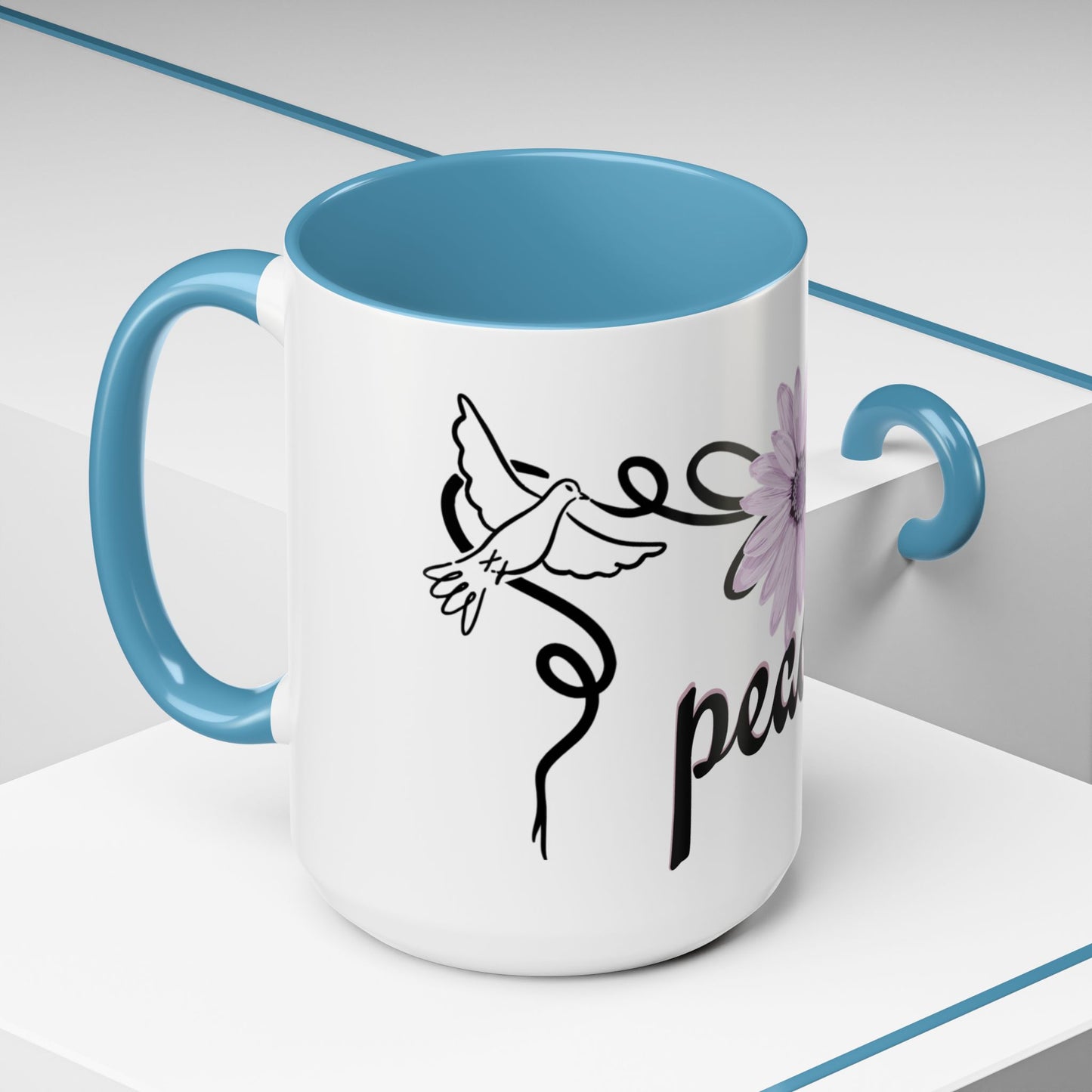 Accent Coffee Mug - Doves with Flower & Peace