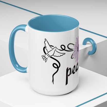 Accent Coffee Mug - Doves with Flower & Peace