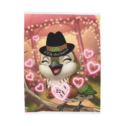 Velveteen Plush Blanket Ciguita with a Ring of Hearts