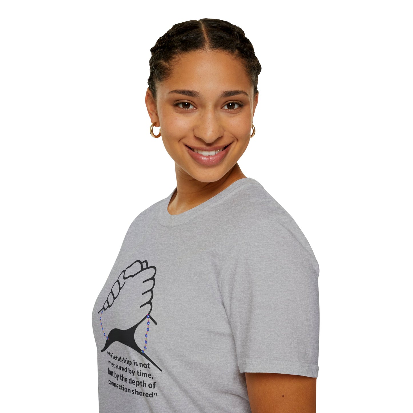 Unisex Softstyle T-Shirt Clasped Hands with Quote of Friendship
