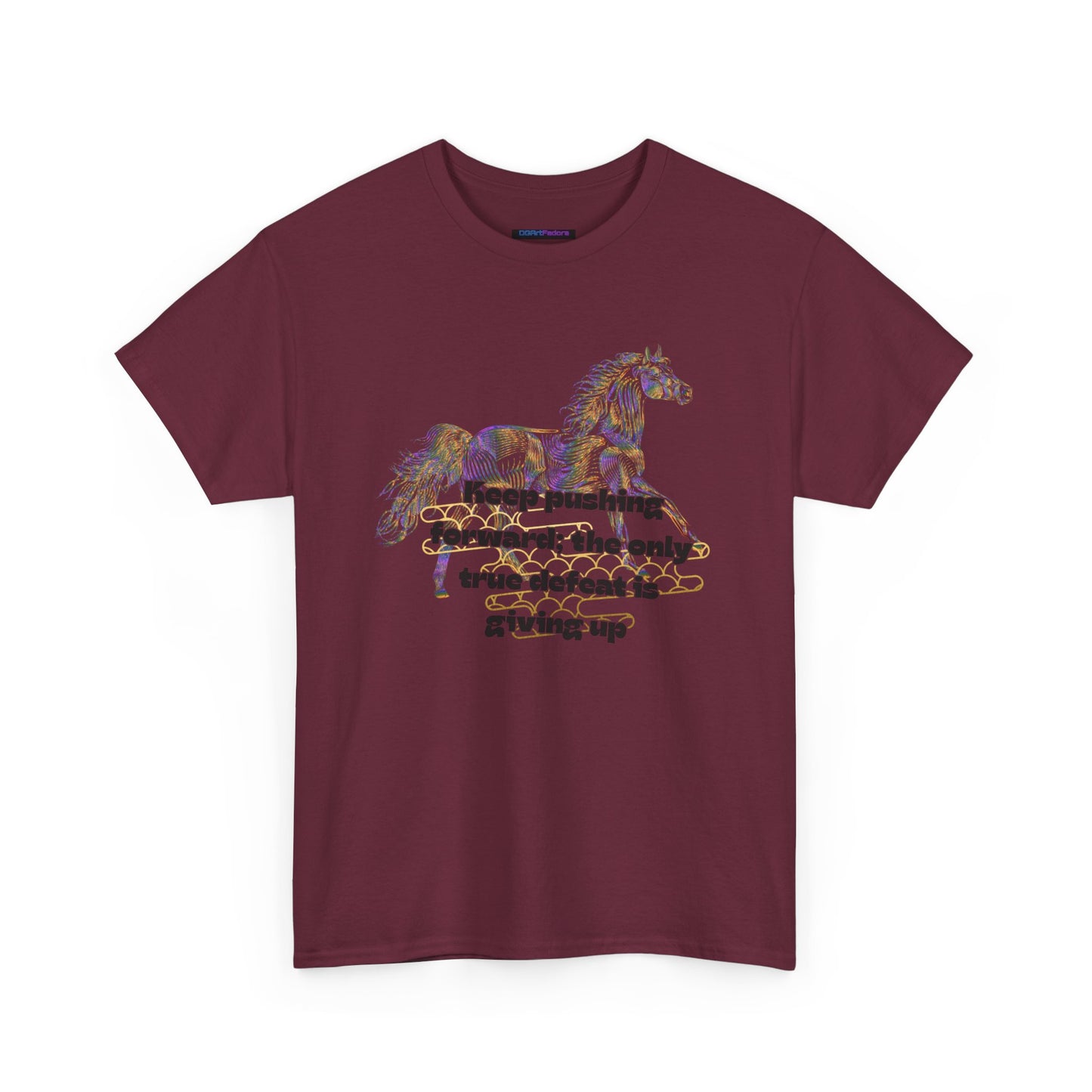 Unisex Heavy Cotton Tee Horse with a Quote Inspiring Success