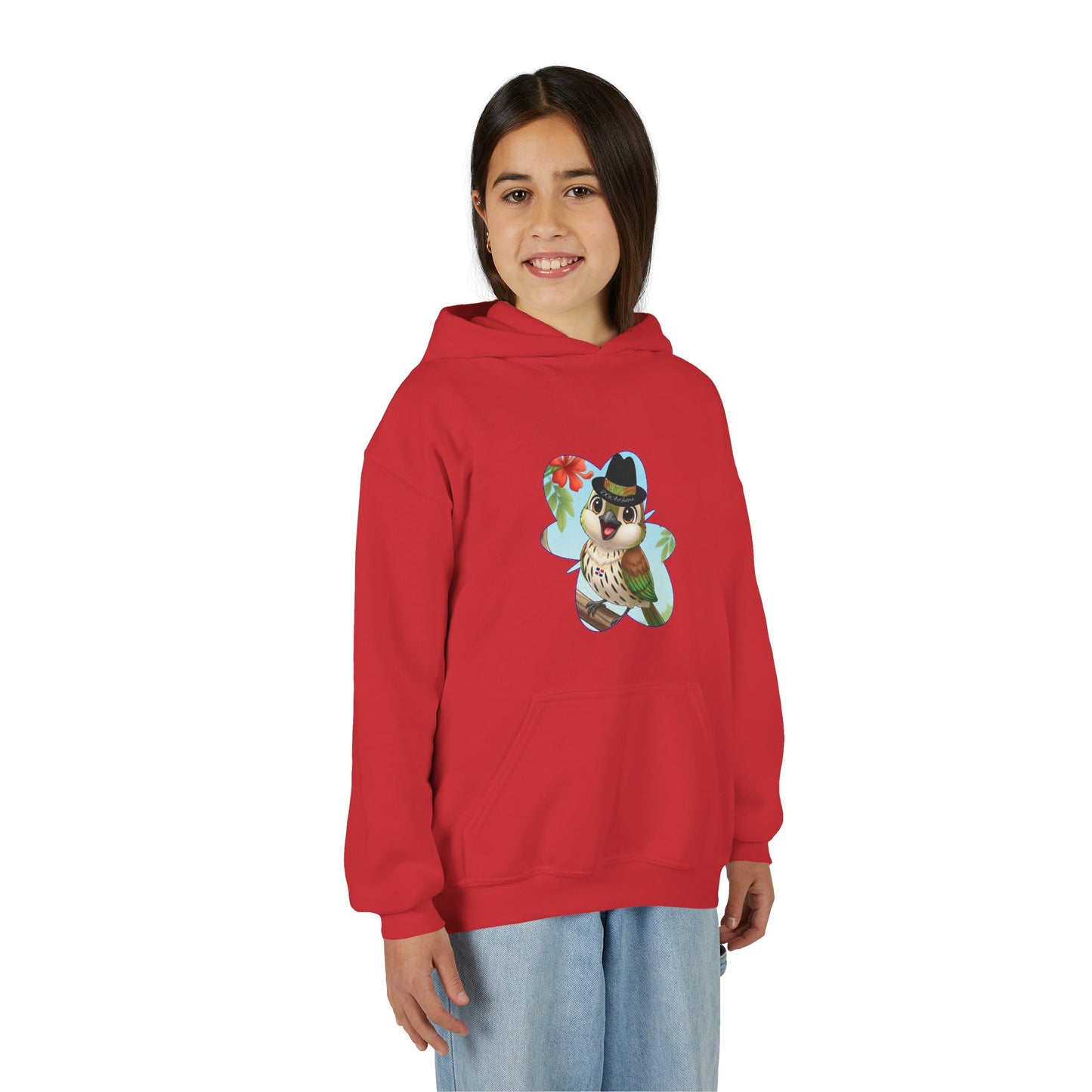 Youth Heavy Blend Hooded Sweatshirt Cigüita the Palmchat