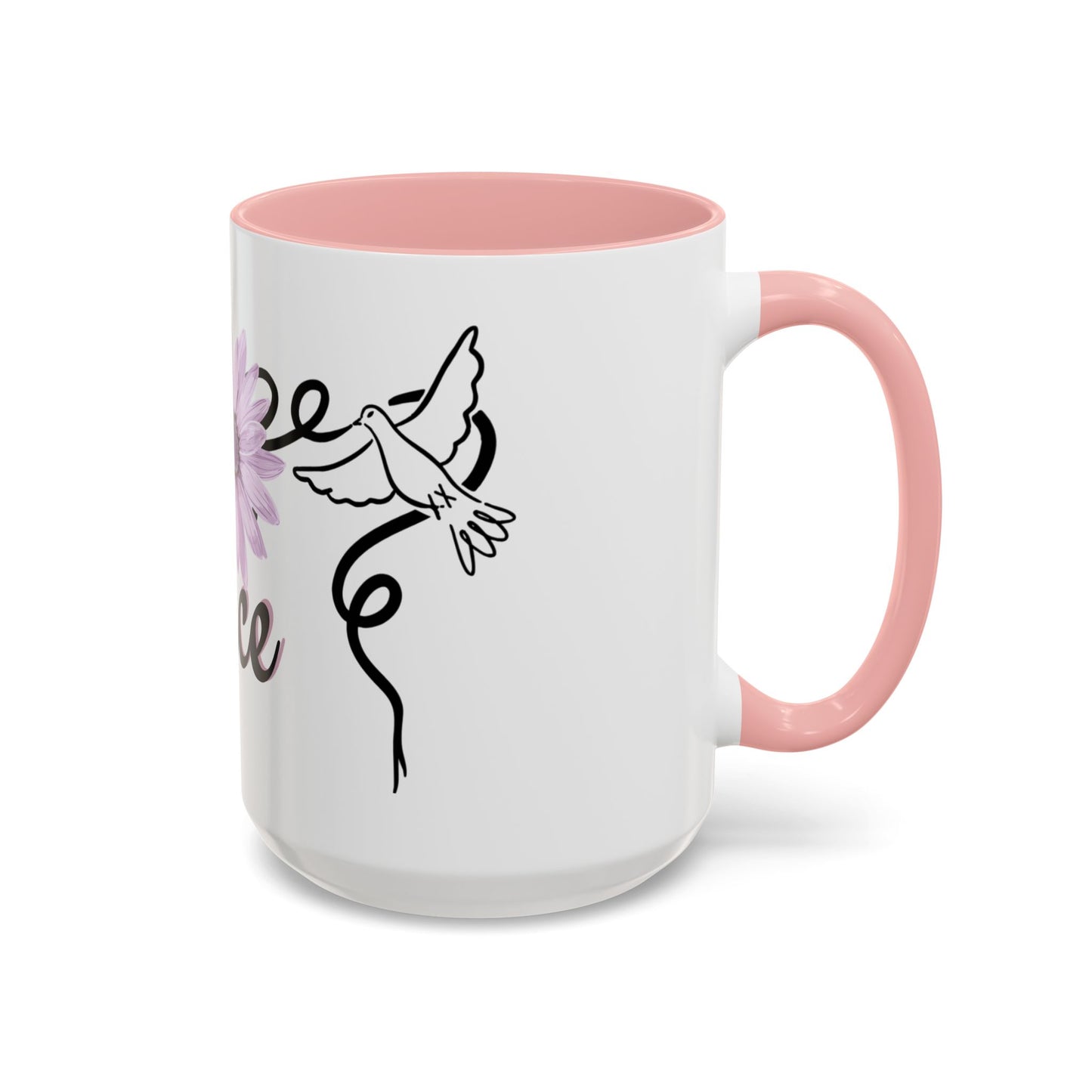 Accent Coffee Mug - Doves with Flower & Peace
