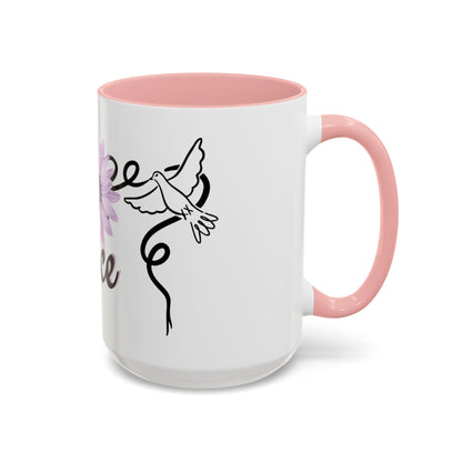 Accent Coffee Mug - Doves with Flower & Peace
