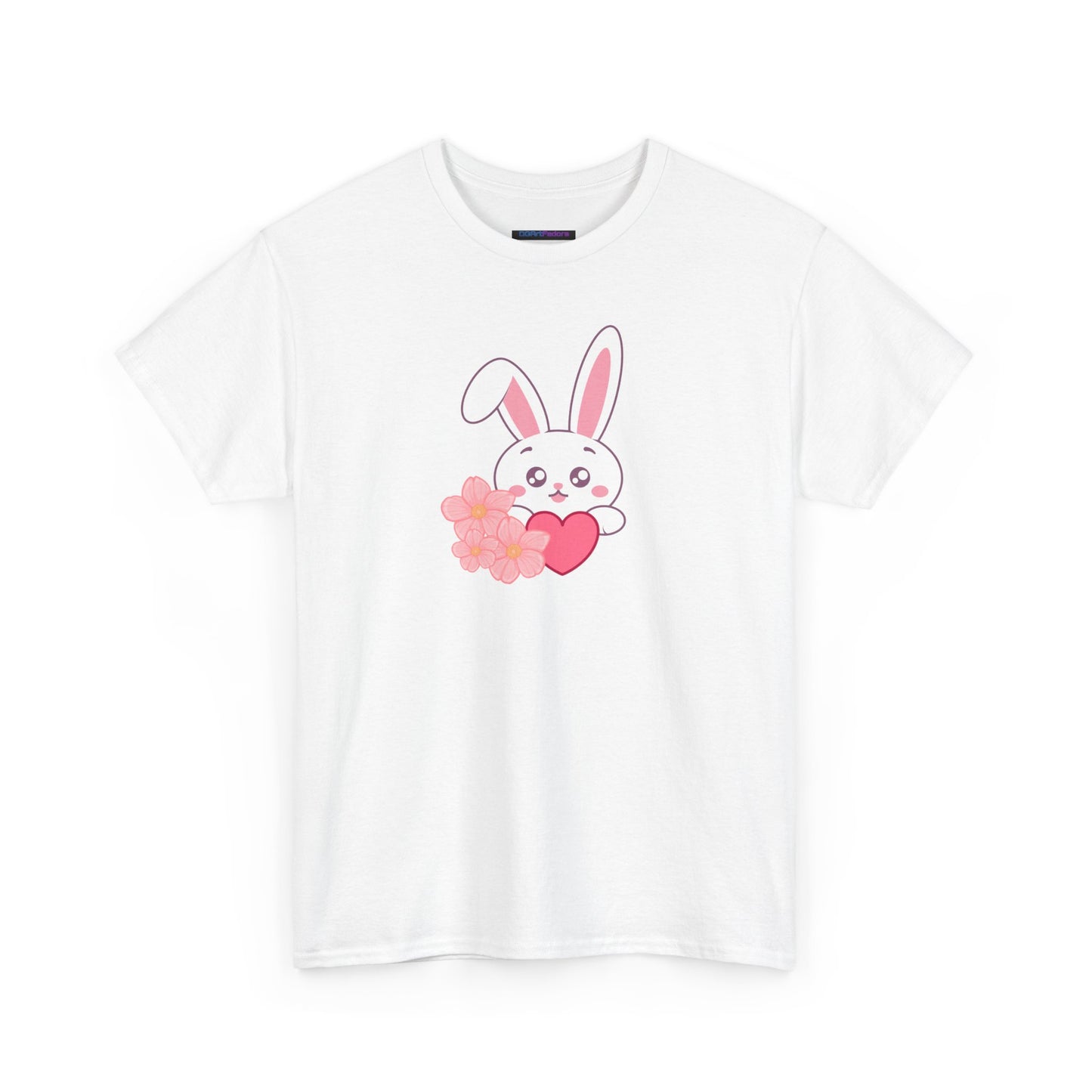 Unisex Heavy Cotton Tee - Whimsical Bunny Holding Heart