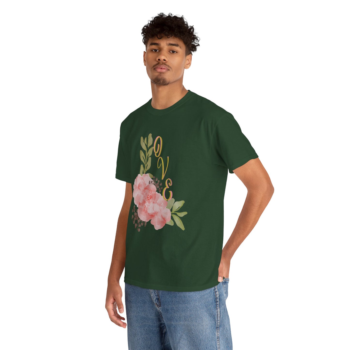 Floral “Love” Design - Unisex Heavy Cotton Tee