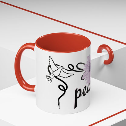 Accent Coffee Mug - Doves with Flower & Peace
