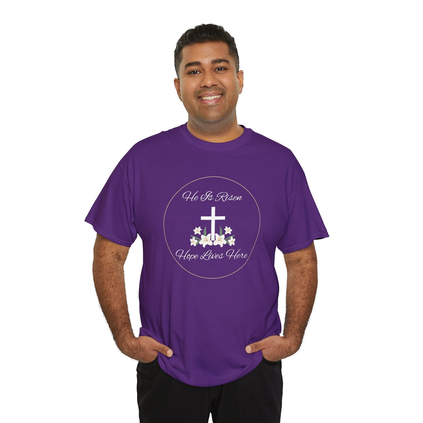 Unisex Heavy Cotton – He is Risen, Hope Lives Here