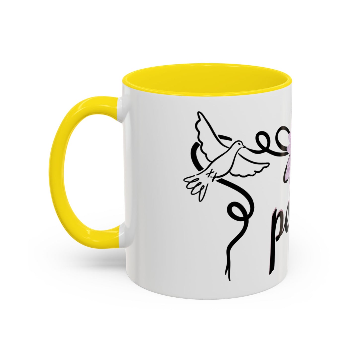 Accent Coffee Mug - Doves with Flower & Peace