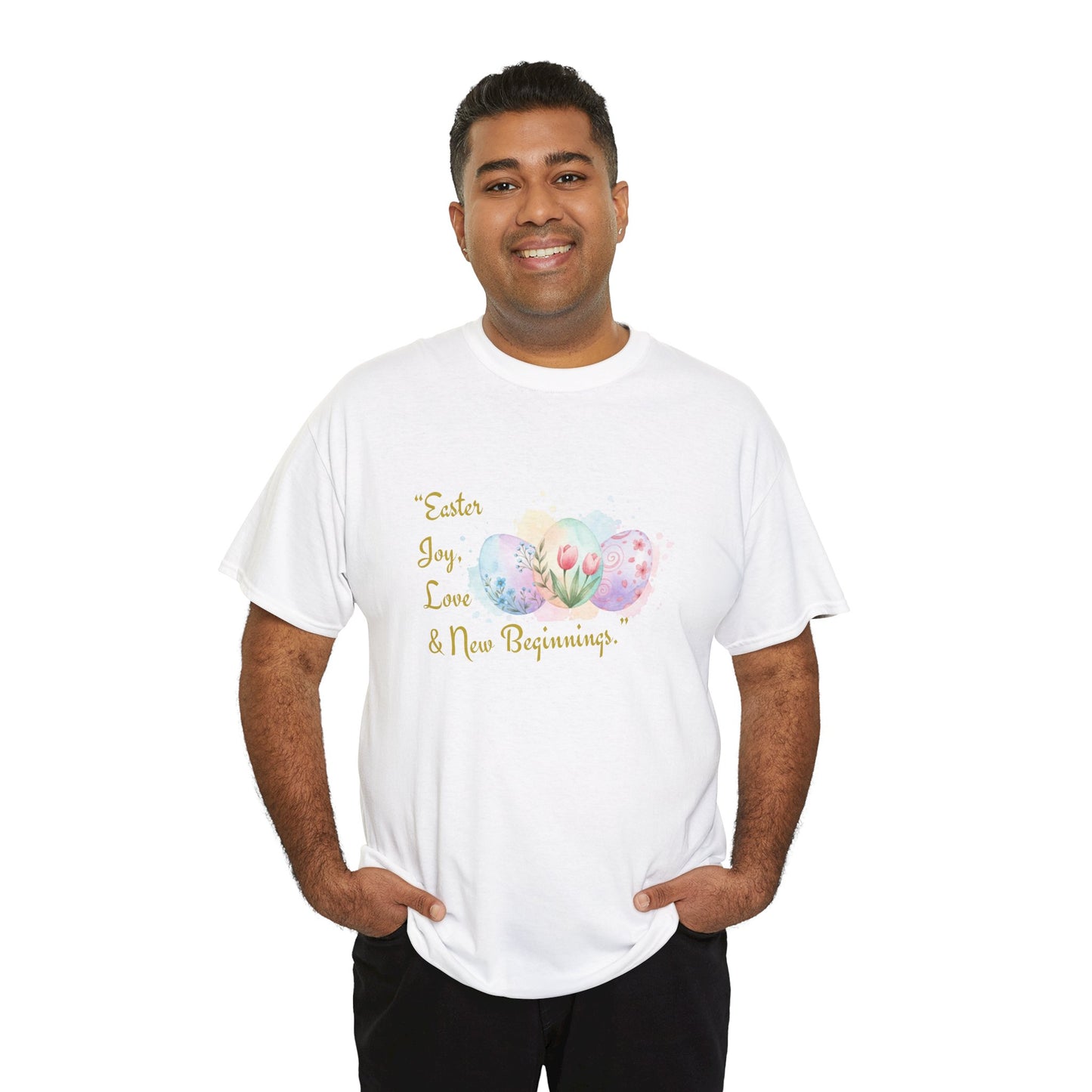 Unisex Heavy Cotton Tee - Easter, Joy, Love, & New Beginnings