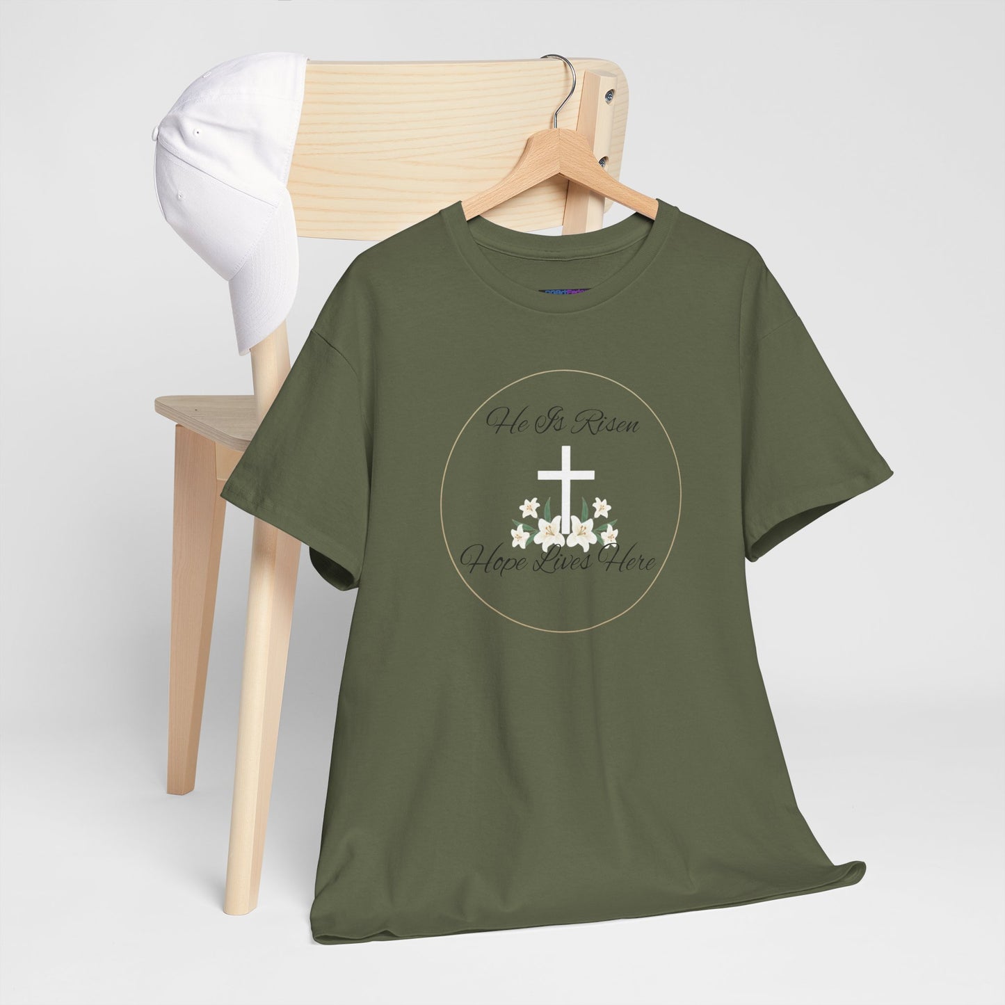 Unisex Heavy Cotton – He is Risen, Hope Lives Here
