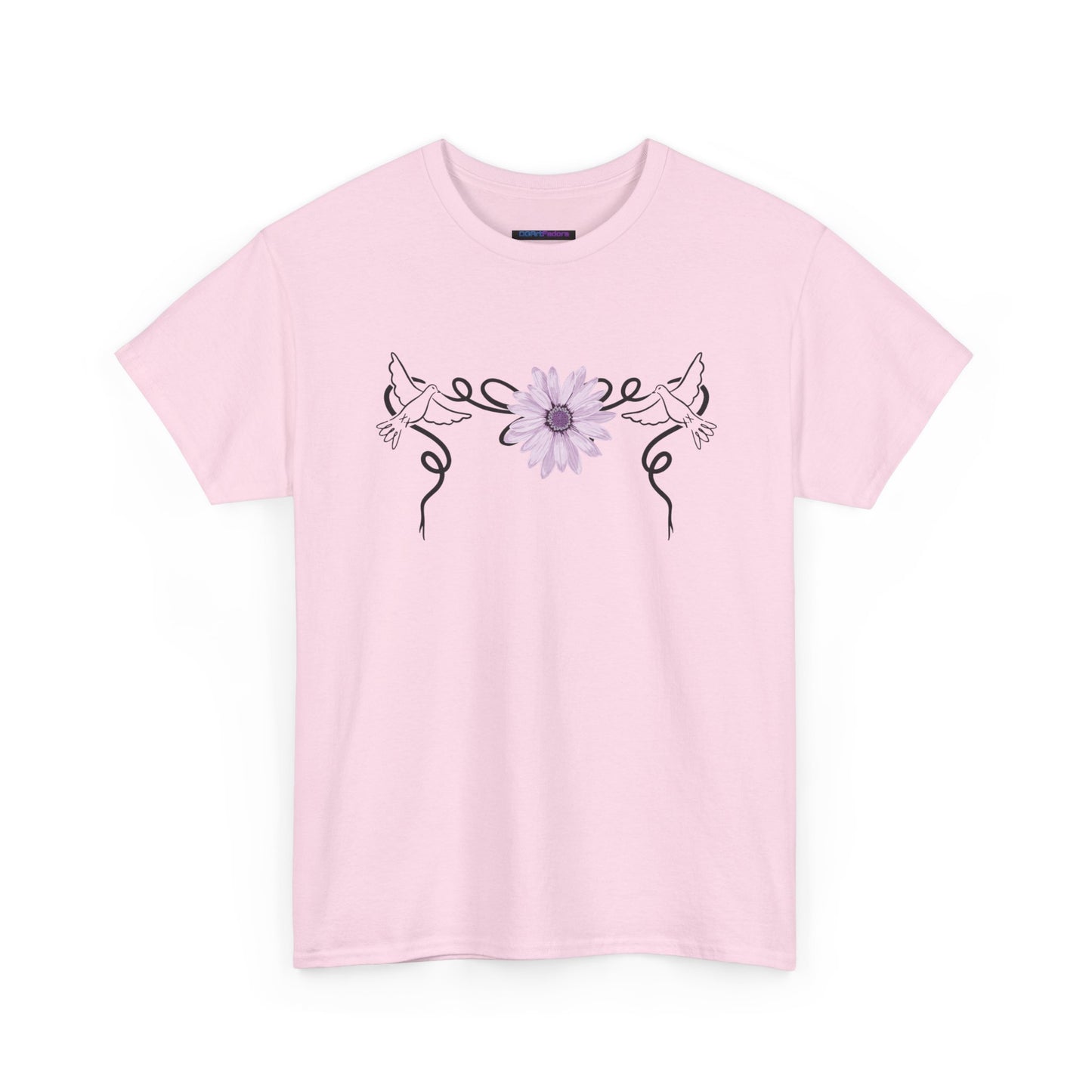 Unisex Heavy Cotton Tee - Doves with Flower