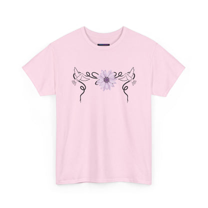 Unisex Heavy Cotton Tee - Doves with Flower