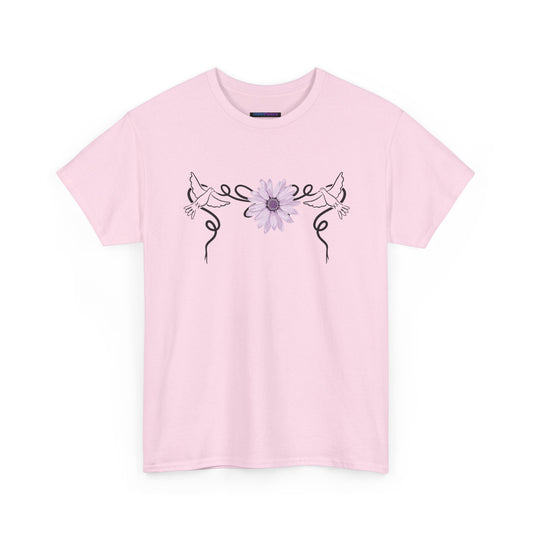 Unisex Heavy Cotton Tee - Doves with Flower