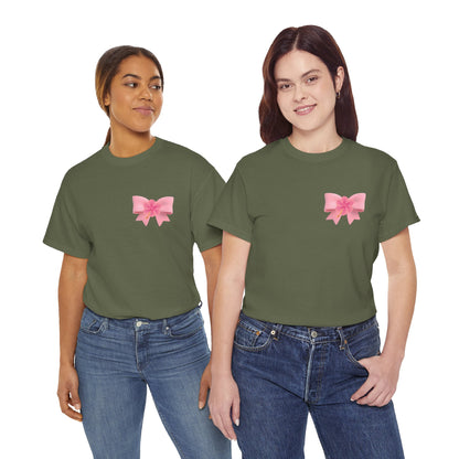 Cute Pink Bow with Flower Accent - Heavy Cotton Tee