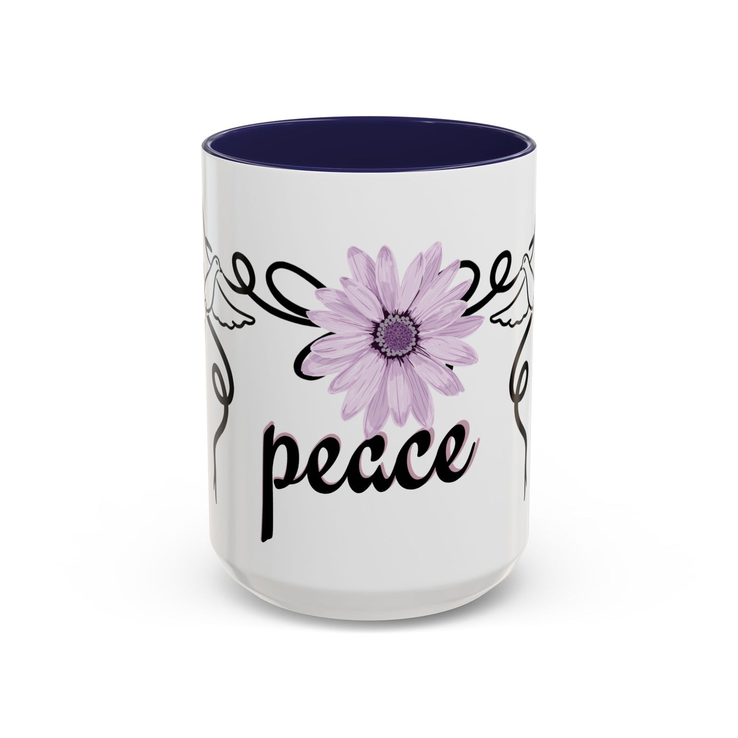 Accent Coffee Mug - Doves with Flower & Peace