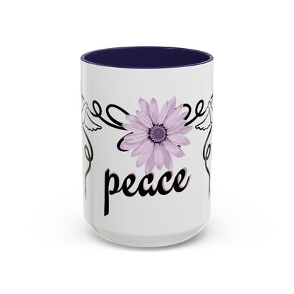 Accent Coffee Mug - Doves with Flower & Peace