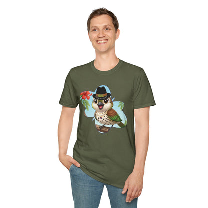Unisex Softstyle T-Shirt of Ciguita on a Flamboyan Tree
