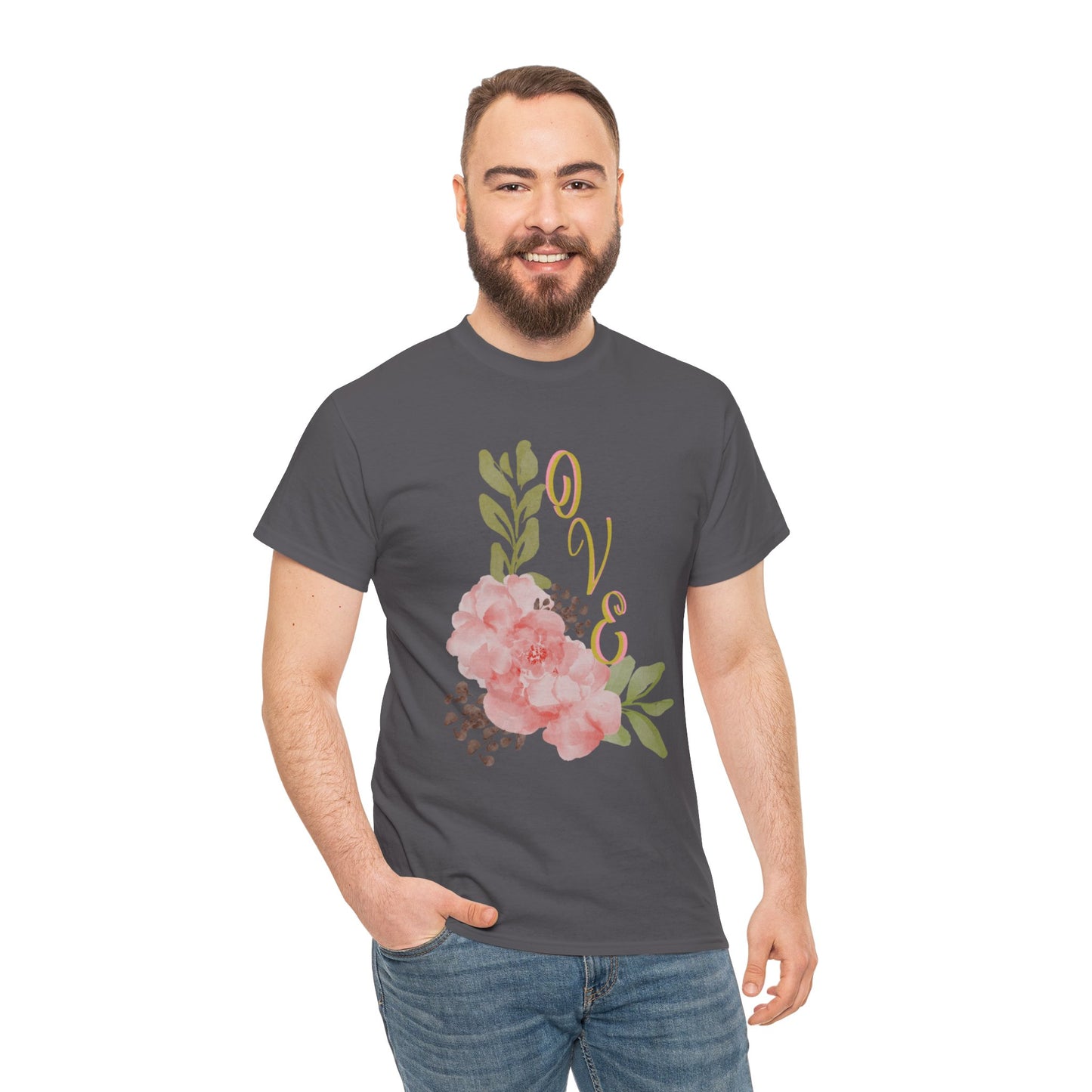 Floral “Love” Design - Unisex Heavy Cotton Tee