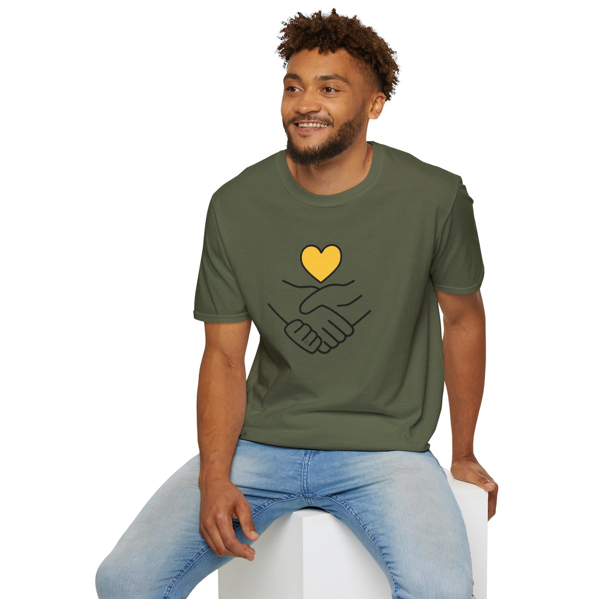 Unisex Softstyle T-Shirt Clasped Hands with Heart