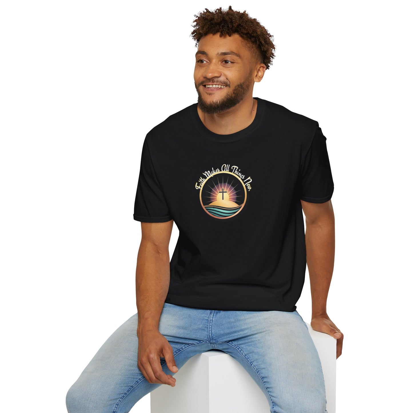 Unisex Softstyle T-Shirt - Shining Cross, Faith Makes All Things New