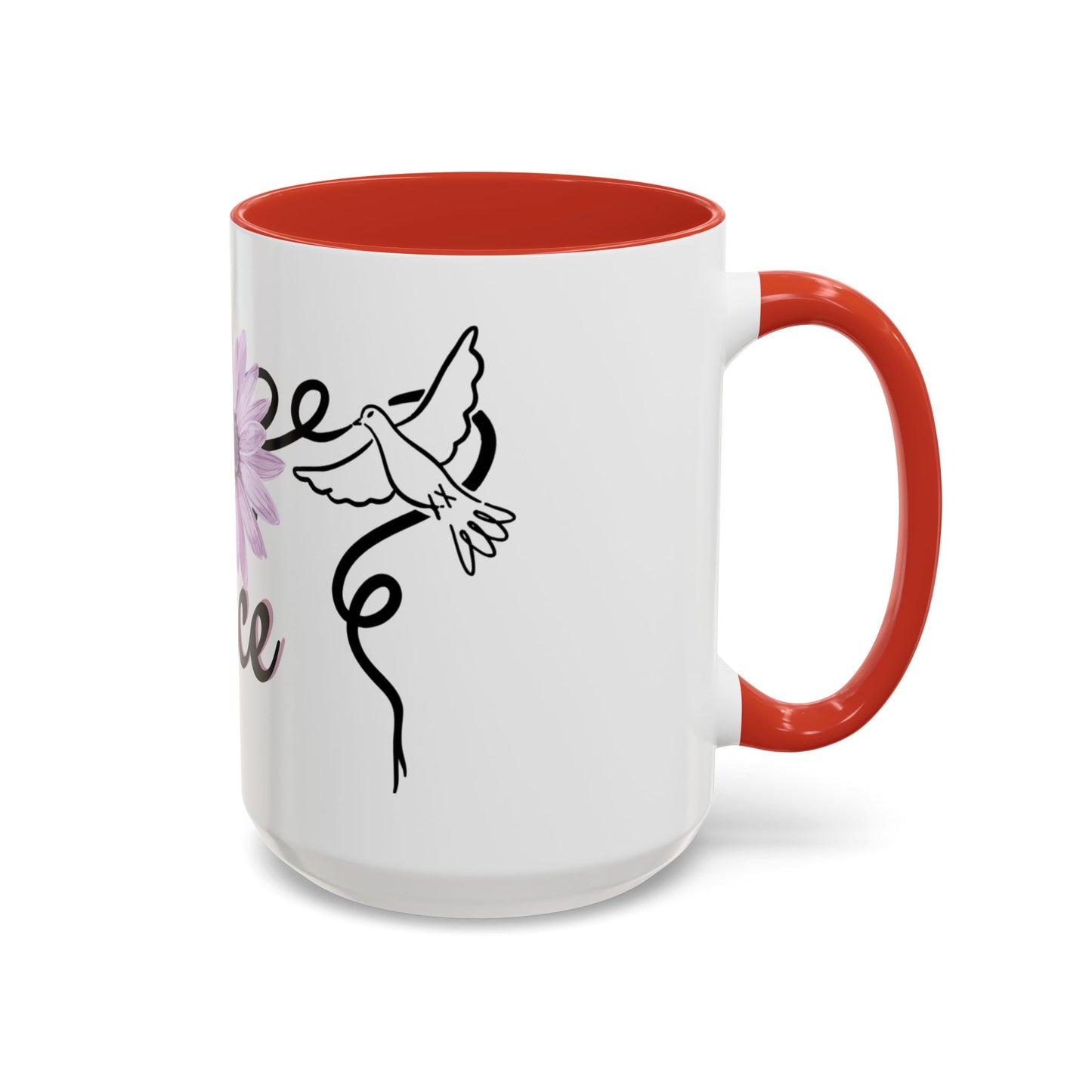 Accent Coffee Mug - Doves with Flower & Peace
