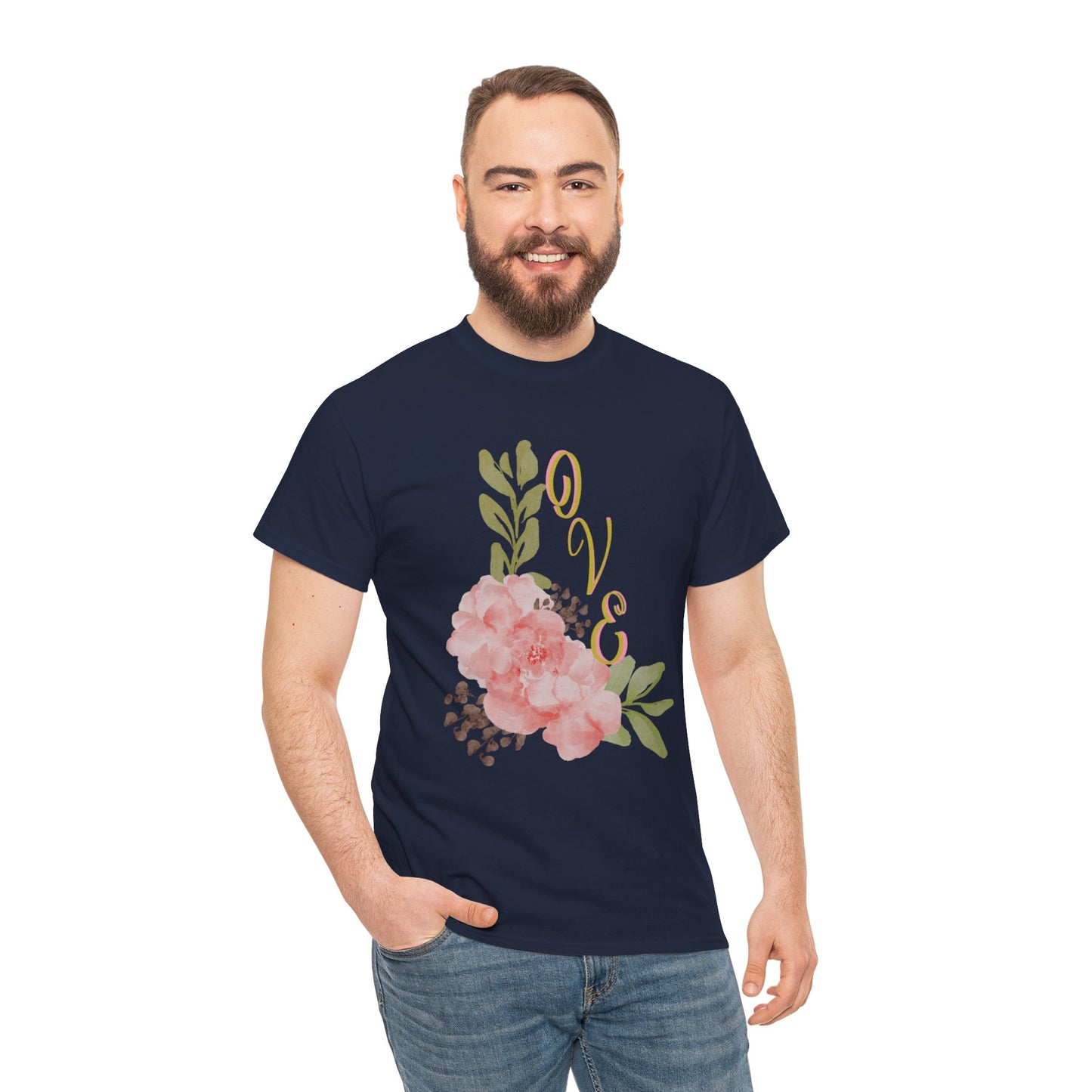 Floral “Love” Design - Unisex Heavy Cotton Tee