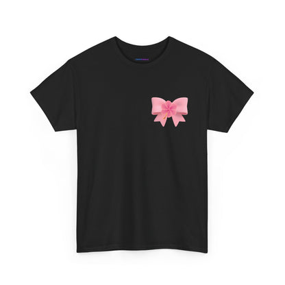Cute Pink Bow with Flower Accent - Heavy Cotton Tee