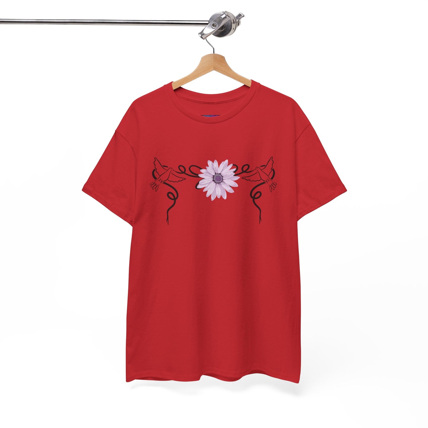 Unisex Heavy Cotton Tee - Doves with Flower