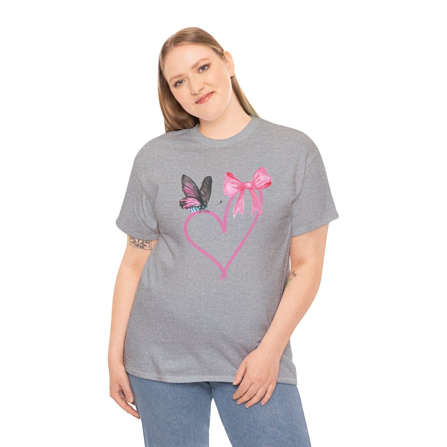 Unisex Heavy Cotton Tee Heart & Butterfly
