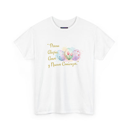Unisex Heavy Cotton Tee - Easter, Joy, Love, & New Beginnings (Spanish Version)