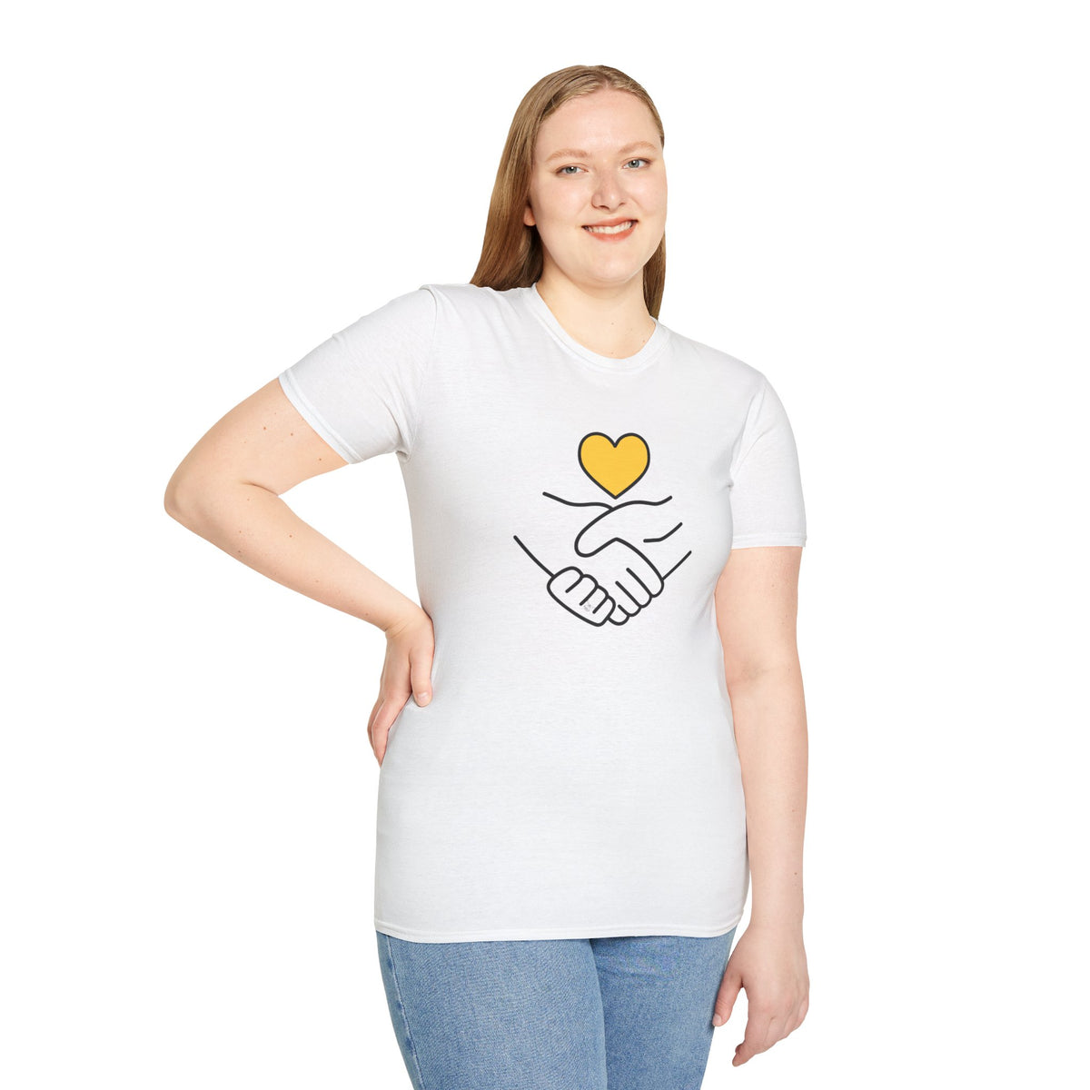 Unisex Softstyle T-Shirt Clasped Hands with Heart