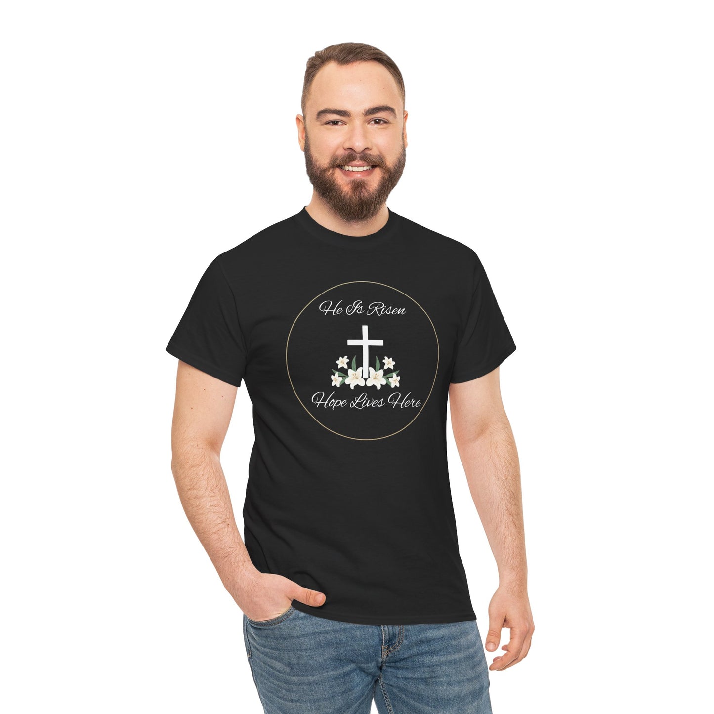 Unisex Heavy Cotton – He is Risen, Hope Lives Here