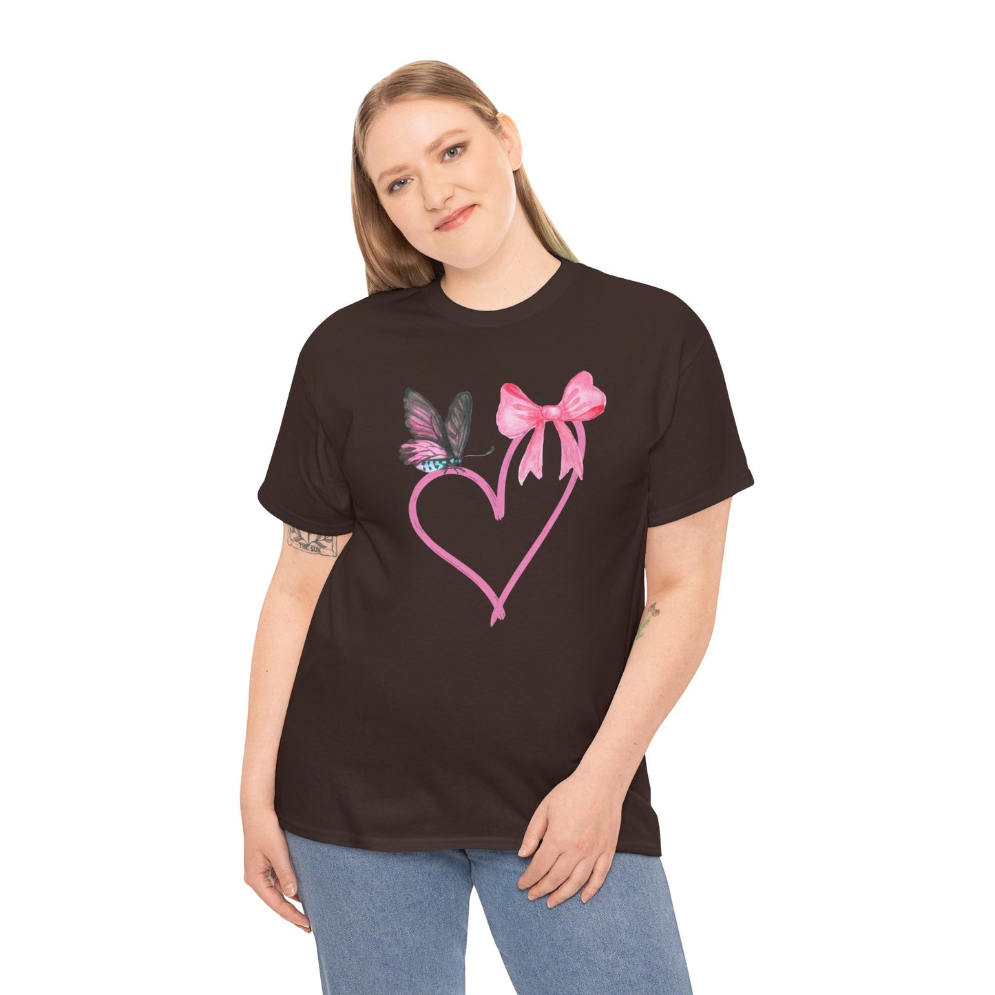Unisex Heavy Cotton Tee Heart & Butterfly