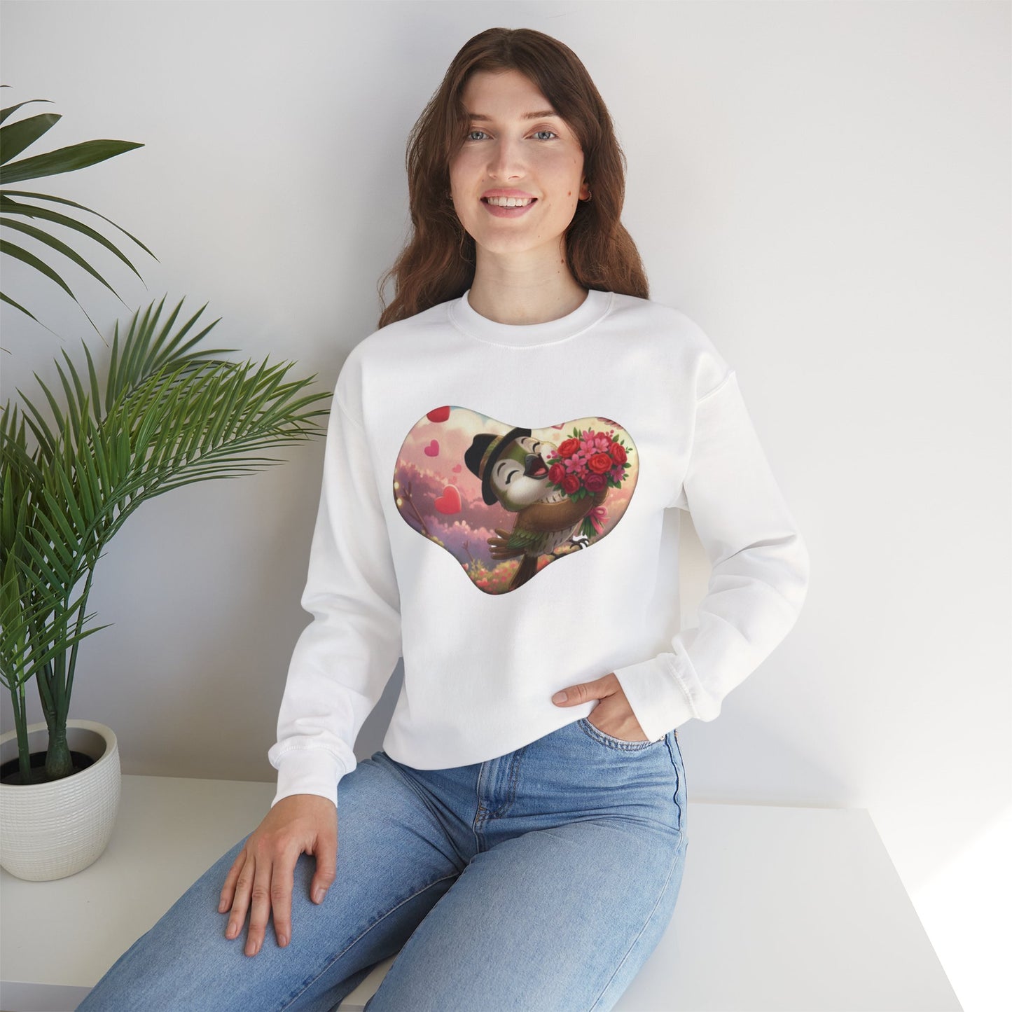 Unisex Heavy Blend Crewneck Sweatshirt San Valentin heart with ciguita.